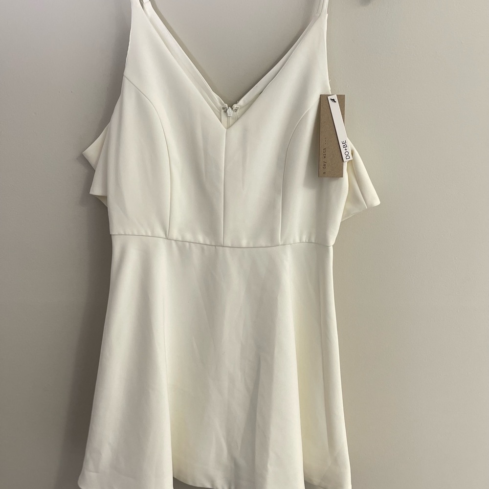 Do+Be White Dress with Off the shoulder sleeves